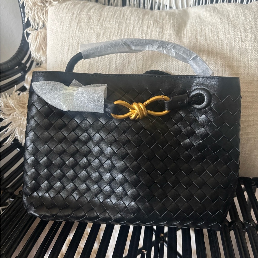 Elegant Black Woven Handbag